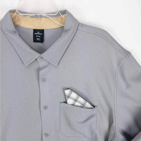 REI Co-Op Shirt Men's Size 2XL Long Sleeve Button Up Gray Polyester Blend - Picture 5 of 11